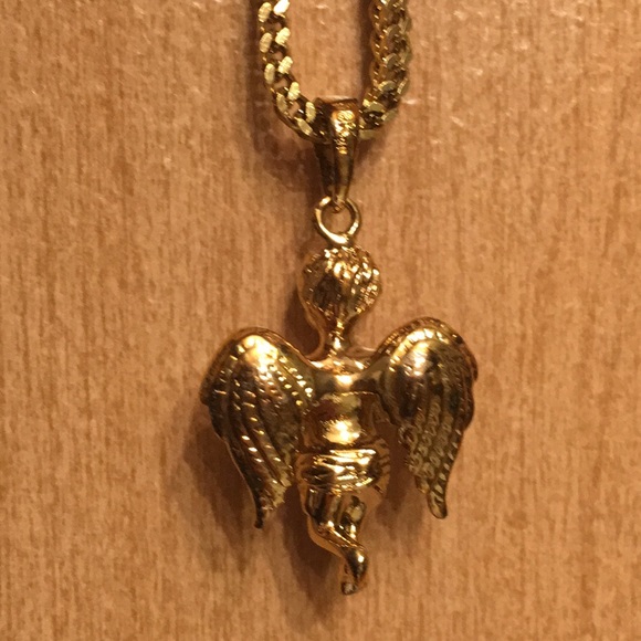 28” Gold plated Guardian Angel Chain - Picture 3 of 5